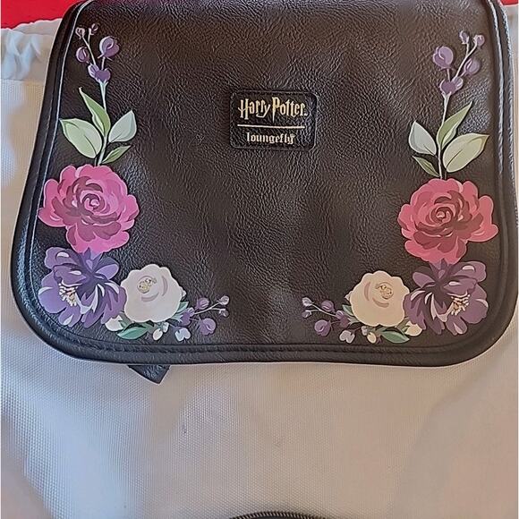 Harry Potter Loungefly Deathly Hallows Backpack Slouch Floral - Picture 2 of 12